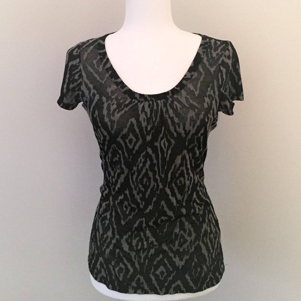 Sheer Aztec-Patterned Black T-Shirt